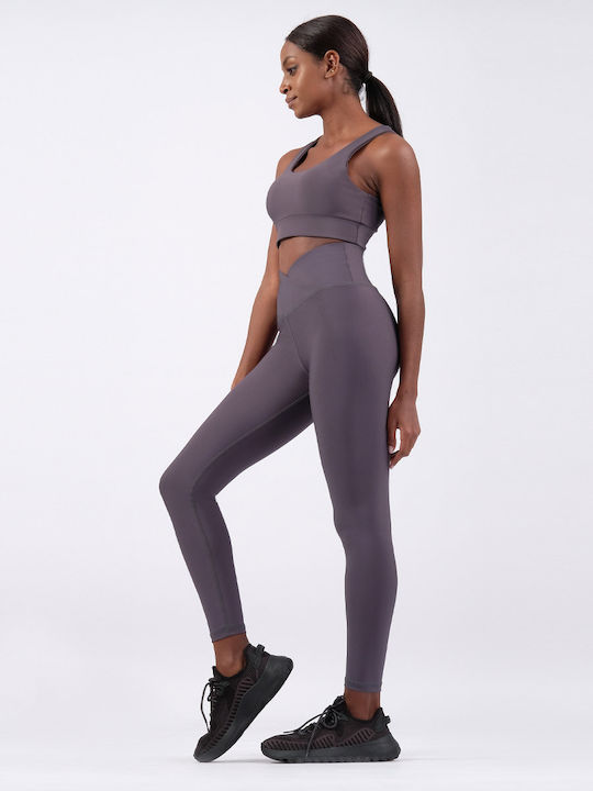 Training Damen Langes Formendefinition High Waist & Push-up Grau