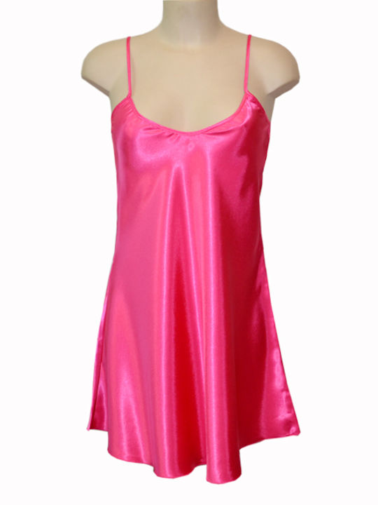 Elite Form Sommer Satin Damen Nachthemd Fuchsie