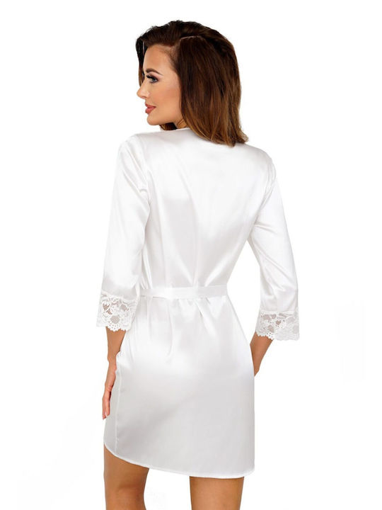 Donna Winter Bridal Women's Satin Robe White Colette