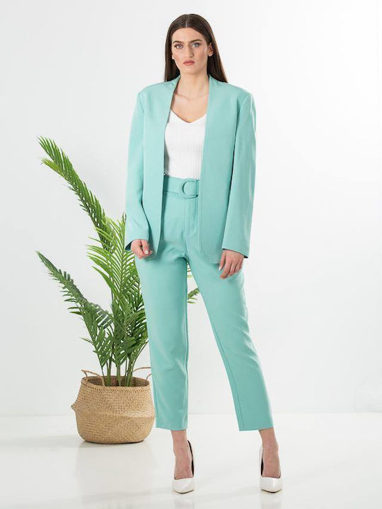 Queen Fashion Lung Blazer pentru femei Sacou Albastru deschis