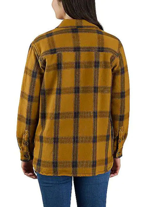 Carhartt Palton pentru femei Verificat Maro Overshirt