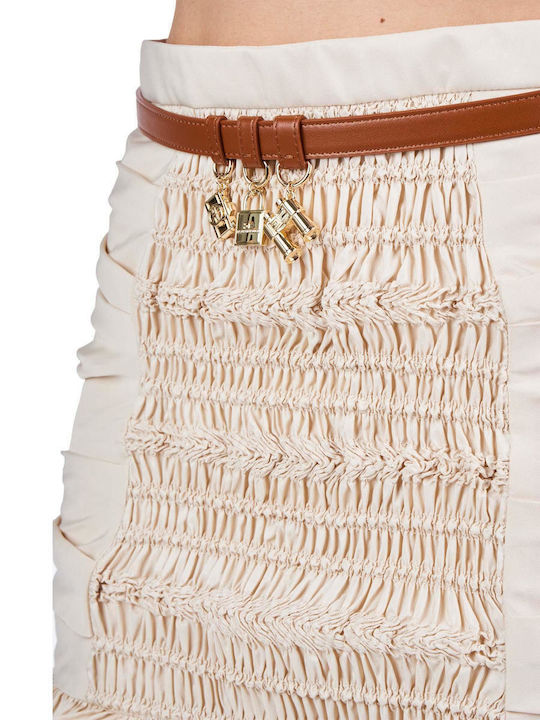 Hoch tailliert Mini Rock Beige