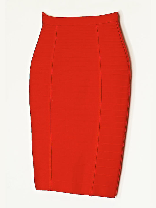 Cuca Pencil Midi Skirt in Red color