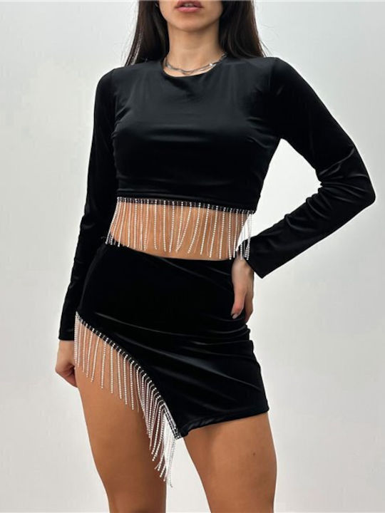 Chica Σετ με Mini Φούστα σε Μαύρο χρώμα
