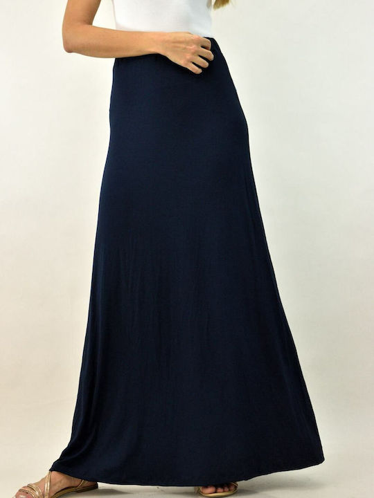 First Woman High Waist Maxi Skirt in Navy Blue color