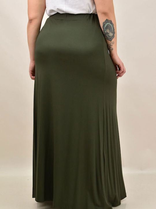 First Woman High Waist Maxi Skirt in Khaki color