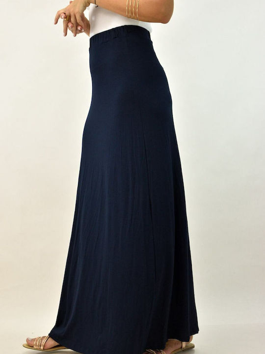 Hoch tailliert Maxi Rock Marineblau
