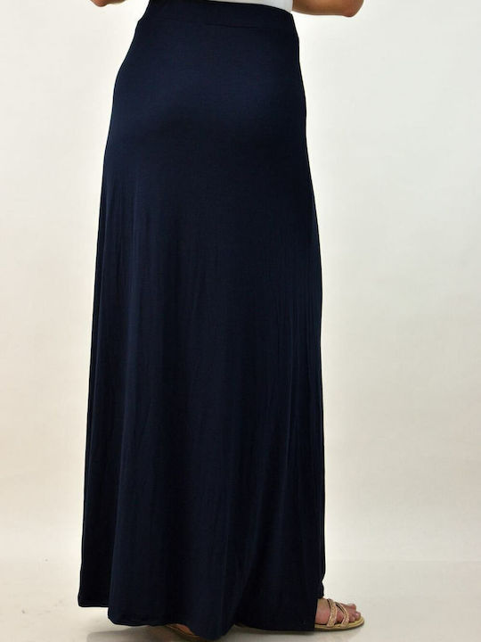 Hoch tailliert Maxi Rock Marineblau