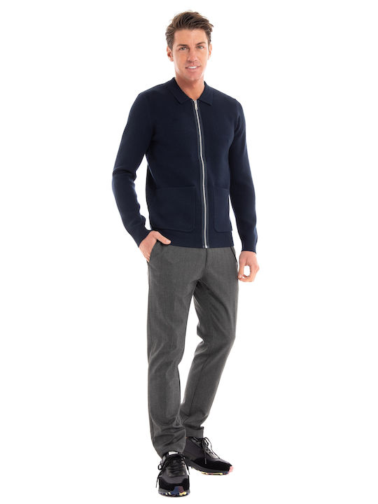 Selected Men's Knitted Cardigan with Zipper Blue