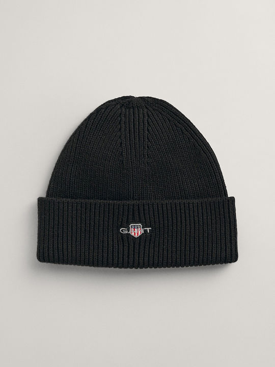 Gant SHIELD Beanie Unisex Σκούφος Πλεκτός σε Μαύρο χρώμα