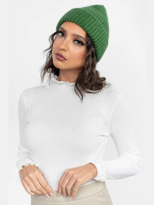 Beanie Unisex Σκούφος με Rib Πλέξη σε Πράσινο χρώμα