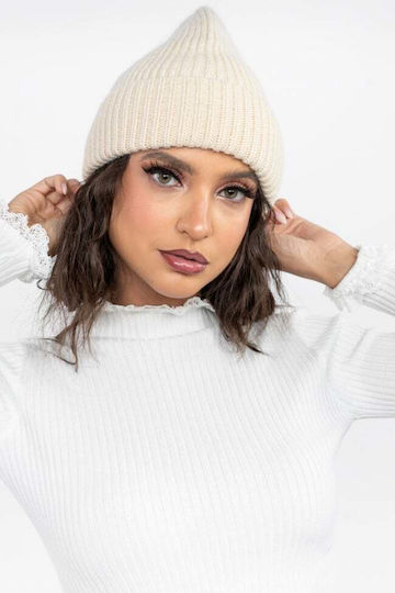 Beanie Unisex Σκούφος Πλεκτός σε Μπεζ χρώμα