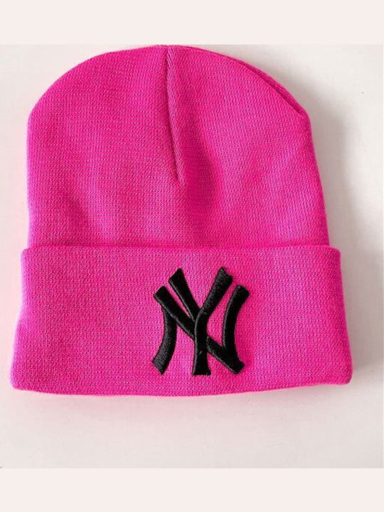 Beanie Unisex Beanie Gestrickt in Fuchsie Farbe