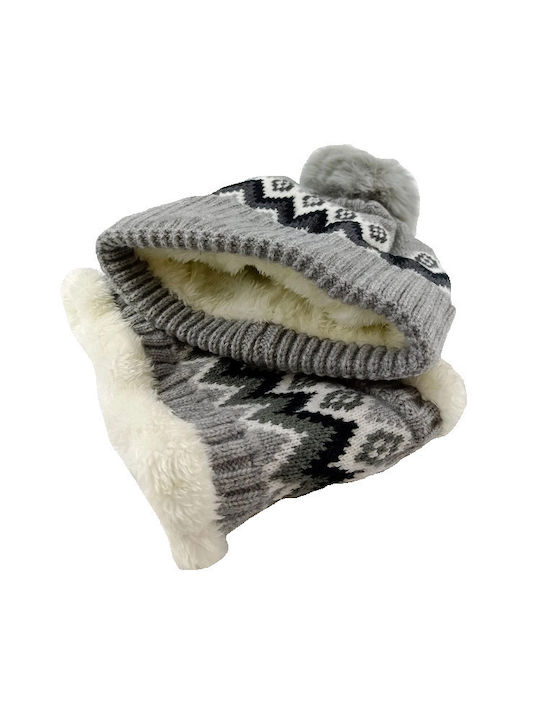 Tatu Moyo Unisex Set mit Beanie Gestrickt in Gray Farbe