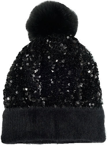 Pom Pom Beanie Unisex Beanie Knitted in Black color
