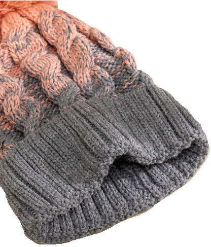Beanie Cap with Braid Gray