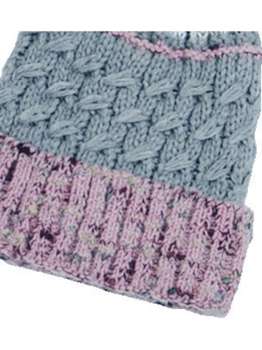 Pom Pom Beanie Beanie Knitted in Gray color