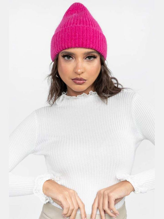 Ribbed Beanie Cap Fuchsia