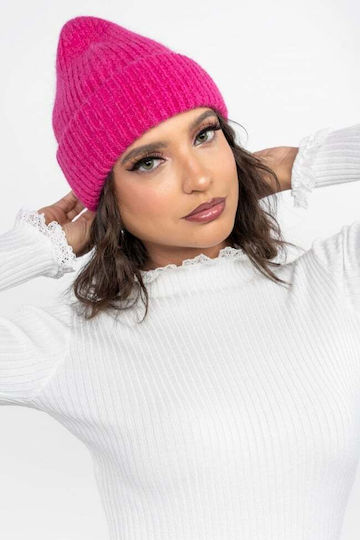 Beanie Unisex Beanie mit Rippstrick in Fuchsie Farbe