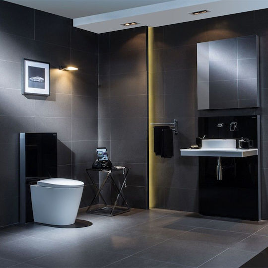 Geberit Monolith Built-in Glass Low Pressure Rectangular Toilet Flush Tank Black