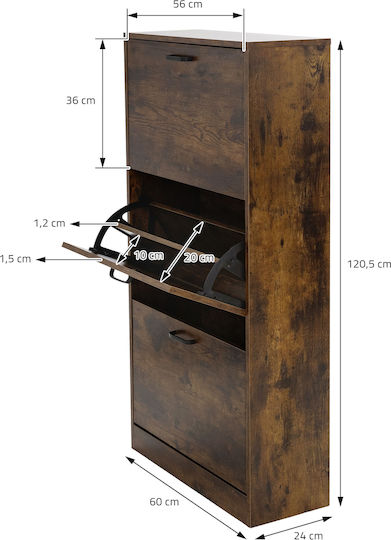 Мебели за съхранение дървен с чекмеджета Кафяв 60x24x120.5см
