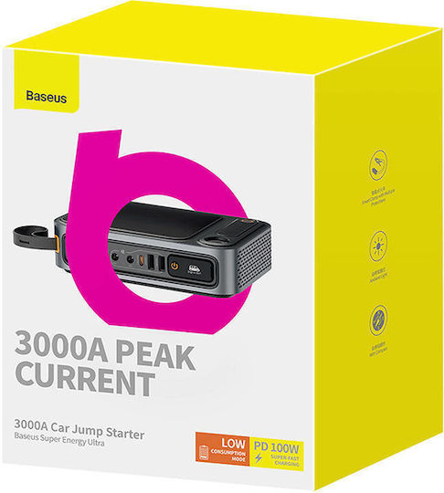 Baseus Super Energy Ultra Φορητός Εκκινητής Μπαταρίας Αυτοκινήτου 26800mAh με Power Bank / USB / Φακό