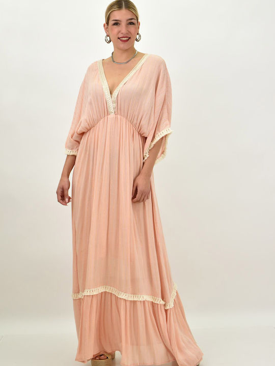 Potre Damen Maxi Kaftan Strand Rosa
