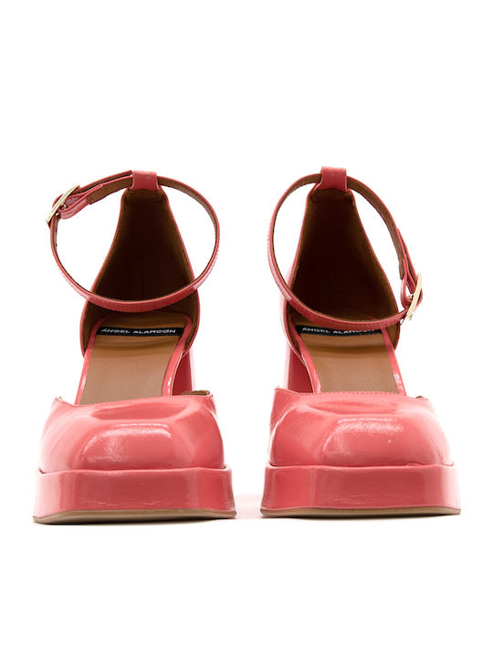 Leder Pumps mit Riemchen Rosa
