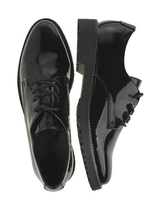 Γυναικεία Oxfords από Λουστρίνι σε Μαύρο Χρώμα