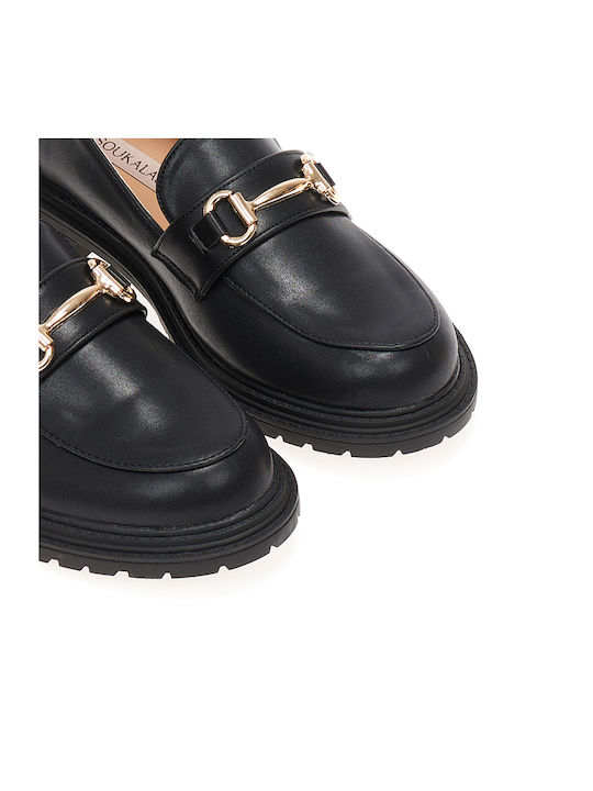Tsoukalas Shoes Γυναικεία Μοκασίνια σε Μαύρο Χρώμα