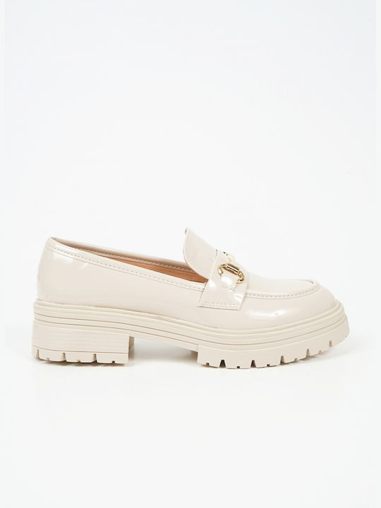 Piazza Shoes Lackleder Damen Loafers in Beige Farbe