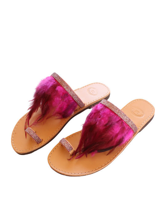 Sandale Casual Damă Din Piele Fuchsia