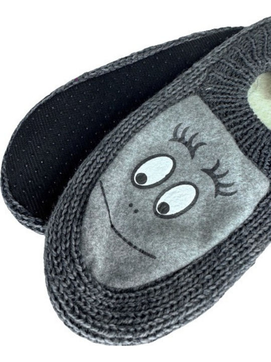 Woolen Winter Women's Slippers Gray
