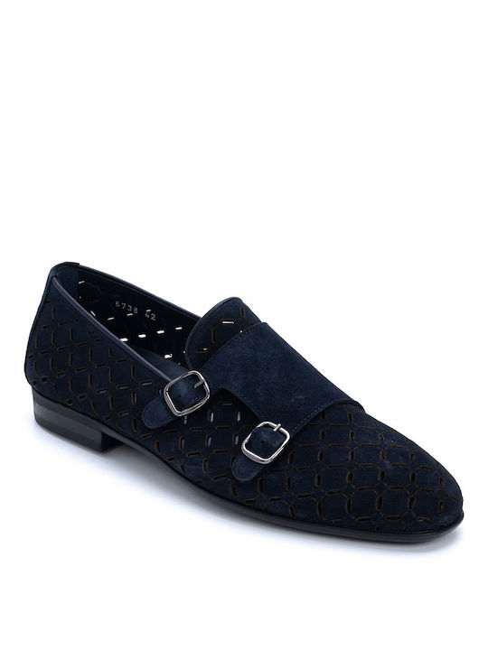 Perlamoda Men's Suede Loafers Blue