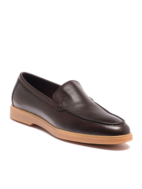 Perlamoda Men's Leather Loafers Brown