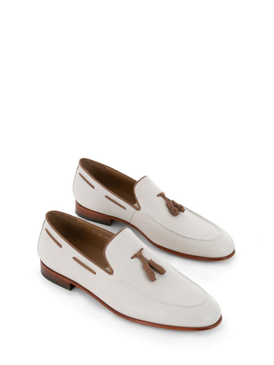 Perlamoda Men's Leather Loafers White