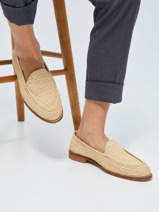 Aristoteli Bitsiani Men's Leather Loafers Beige