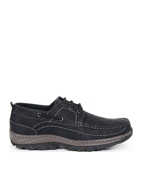 Δερμάτινα Ανδρικά Boat Shoes σε Μαύρο Χρώμα