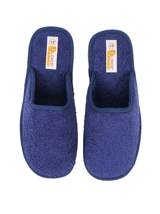 Frottee Herrenhausschuhe Blau