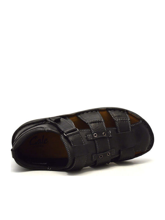 Leder Herrensandalen in Schwarz Farbe