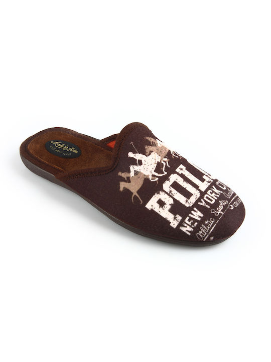 Fshoes Men's Printed Slippers Brown