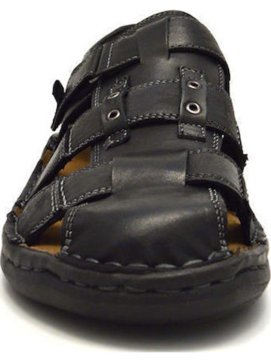 Leder Herrensandalen in Schwarz Farbe