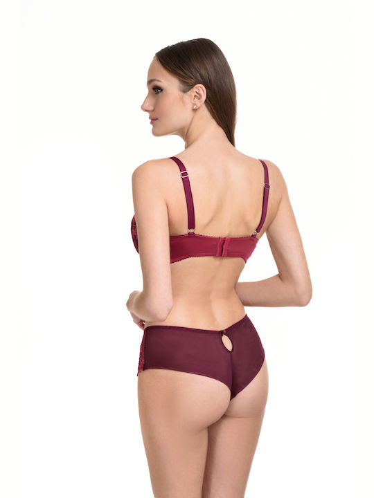 Miss Rosy Dantelat Set de Lenjerie Sutien cu Boxer Burgundy