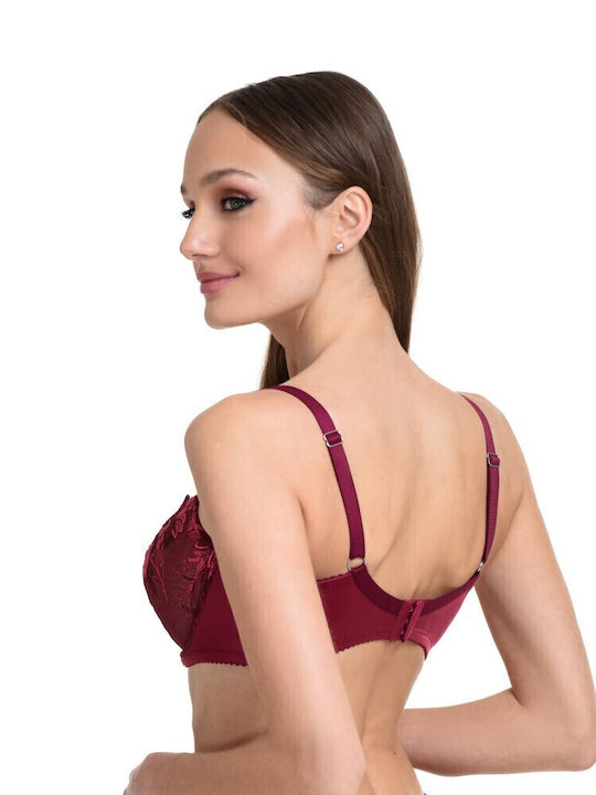 Miss Rosy Lace Underwear Set with Bra & Brazil Burgundy