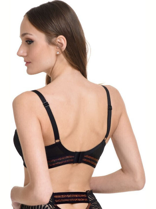 Miss Rosy Lace Underwear Set with Bra & Boxer Black