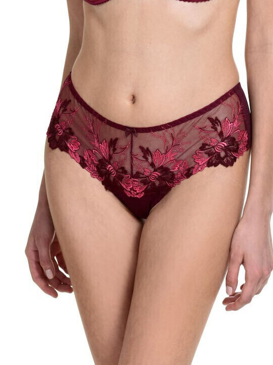 Miss Rosy Δαντελένιο Σετ Εσωρούχων Σουτιέν με Boxer Μπορντό