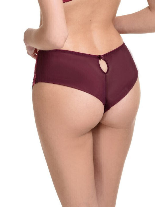 Miss Rosy Δαντελένιο Σετ Εσωρούχων Σουτιέν με Boxer Μπορντό