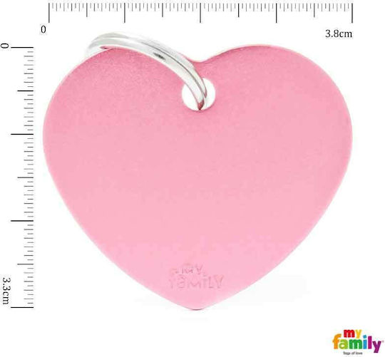 My Family Dog ID Tag Heart Pink Metallic Personalized