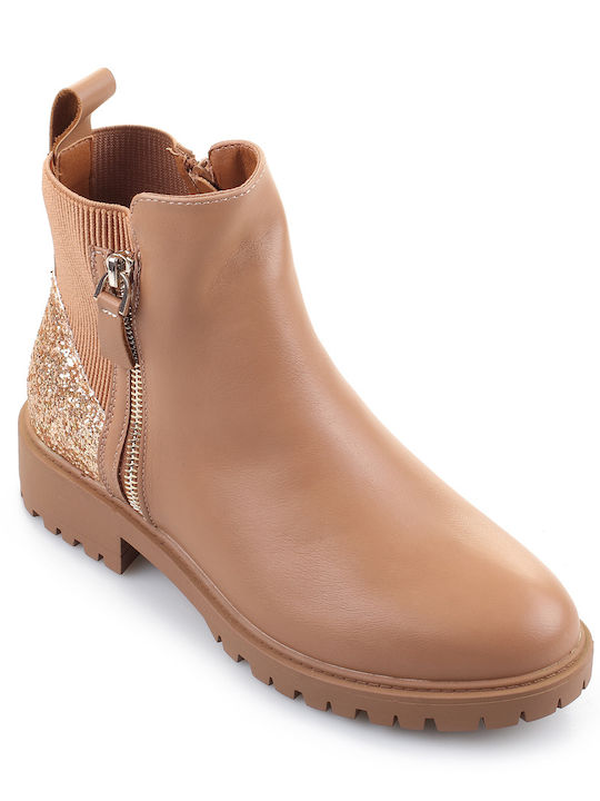 Fshoes Damen Knöchelstiefel Beige