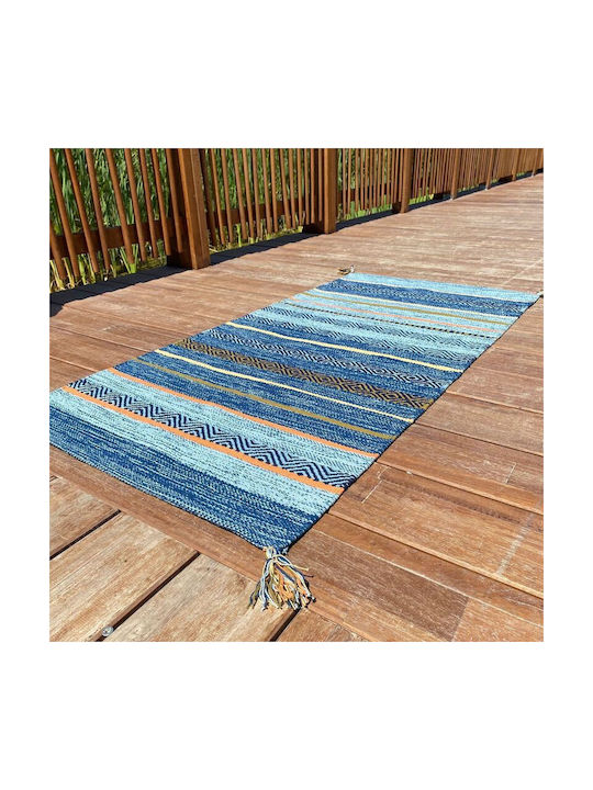 Koulis Carpets Σετ Καλοκαιρινά Χαλιά Κρεβατοκάμαρας Βαμβακερά Μπλε 0018-00006-070 3τμχ